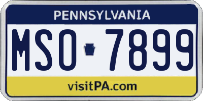 PA license plate MSO7899