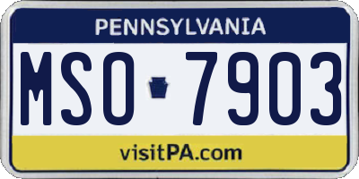 PA license plate MSO7903