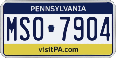PA license plate MSO7904
