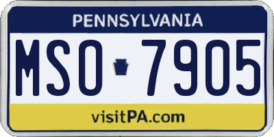 PA license plate MSO7905