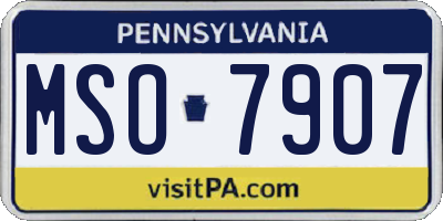 PA license plate MSO7907