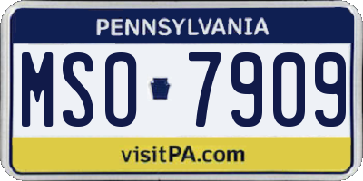 PA license plate MSO7909