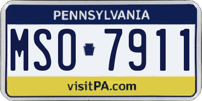 PA license plate MSO7911