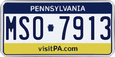 PA license plate MSO7913