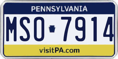PA license plate MSO7914