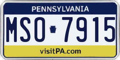 PA license plate MSO7915