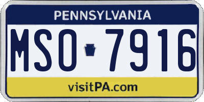 PA license plate MSO7916