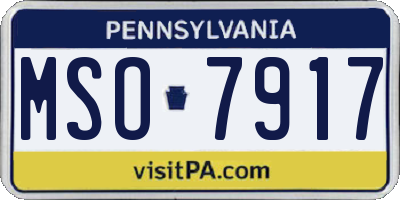 PA license plate MSO7917
