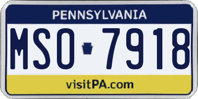 PA license plate MSO7918