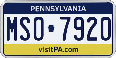 PA license plate MSO7920