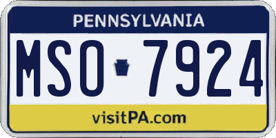 PA license plate MSO7924