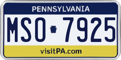 PA license plate MSO7925