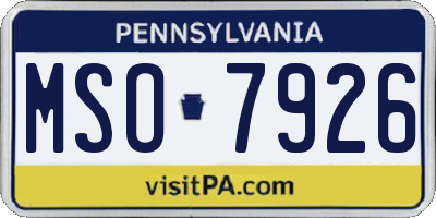 PA license plate MSO7926