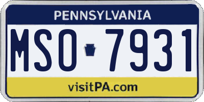 PA license plate MSO7931