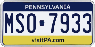 PA license plate MSO7933