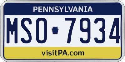 PA license plate MSO7934