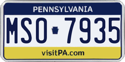 PA license plate MSO7935