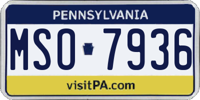 PA license plate MSO7936