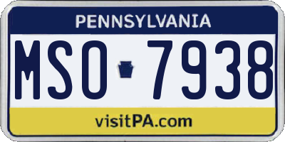 PA license plate MSO7938