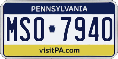 PA license plate MSO7940