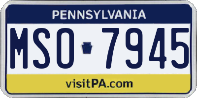 PA license plate MSO7945