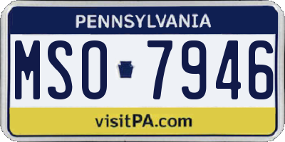 PA license plate MSO7946