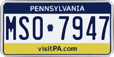 PA license plate MSO7947