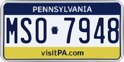 PA license plate MSO7948