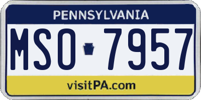 PA license plate MSO7957