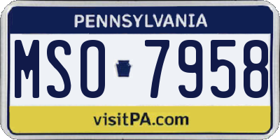 PA license plate MSO7958