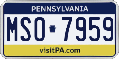 PA license plate MSO7959
