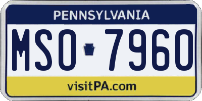 PA license plate MSO7960
