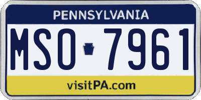 PA license plate MSO7961