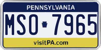 PA license plate MSO7965