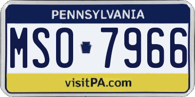 PA license plate MSO7966