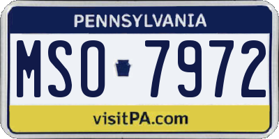 PA license plate MSO7972