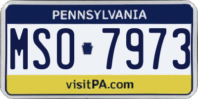 PA license plate MSO7973