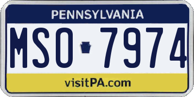 PA license plate MSO7974