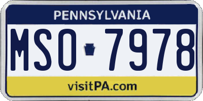PA license plate MSO7978