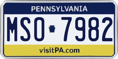 PA license plate MSO7982