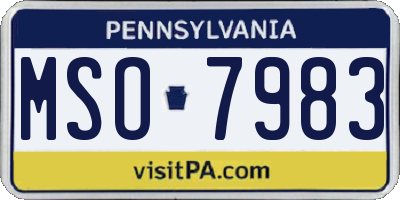 PA license plate MSO7983