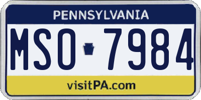 PA license plate MSO7984