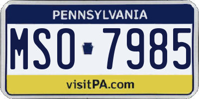PA license plate MSO7985