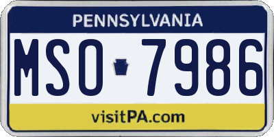 PA license plate MSO7986
