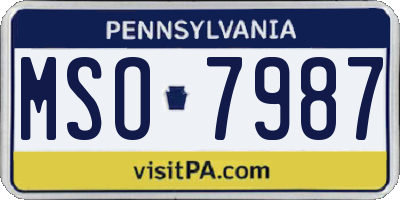 PA license plate MSO7987