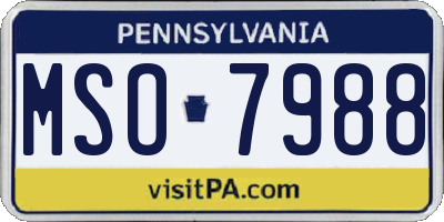 PA license plate MSO7988