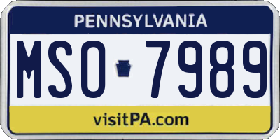PA license plate MSO7989