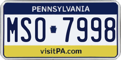 PA license plate MSO7998