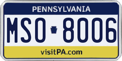 PA license plate MSO8006