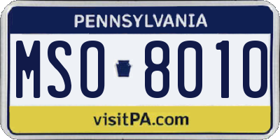 PA license plate MSO8010